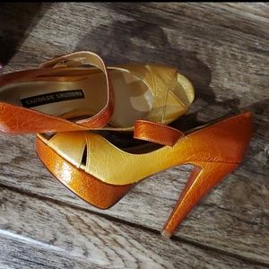 Chinese laundry sunrise heels chrome rust orange